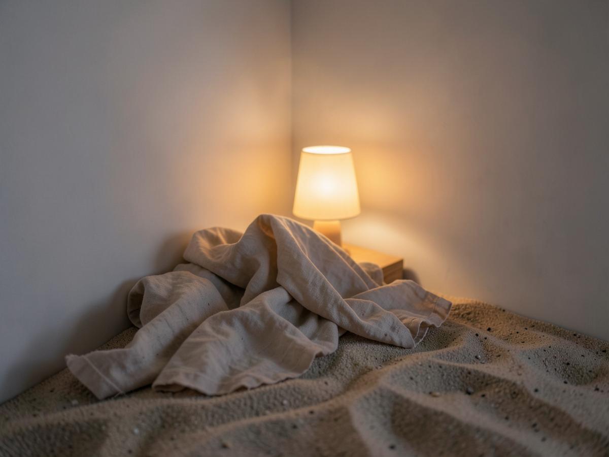 Pellavainen vuode ja lämmin yöpöydän valo – uniohjelman kuva